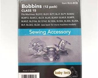 12 Pack Genuine BabyLock Bobbins(Class 15) # BLG-BOB With Plastic Storage Case