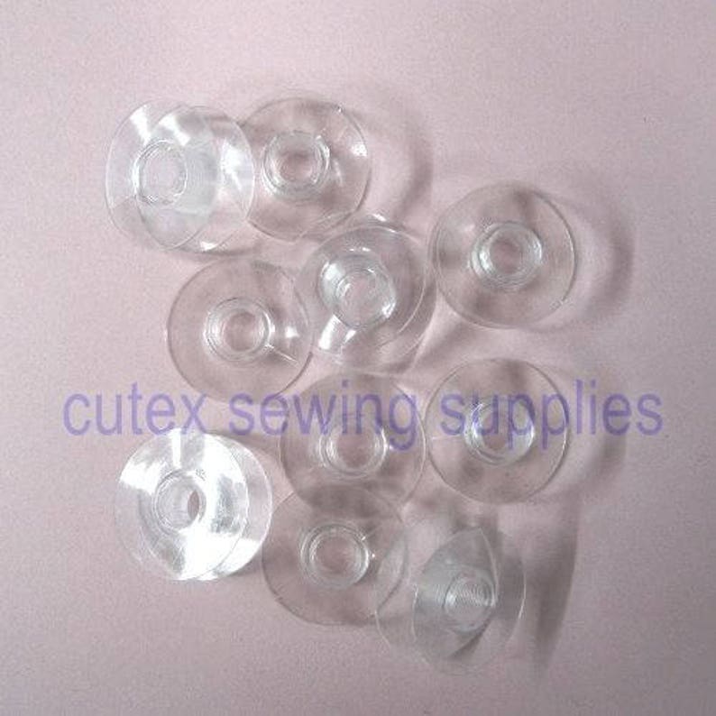 Cutex Brand 10 Singer Transparent Class 15j Plastic Bobbins #085128