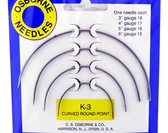 C.S. Osborne Curved Round Point Needle Pack #K-3 Made In Germany