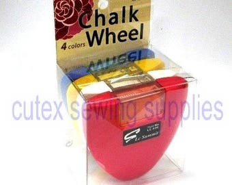 Chalk Wheel - Blue, Red, White, Yellow Four Color Set Fabric Markers