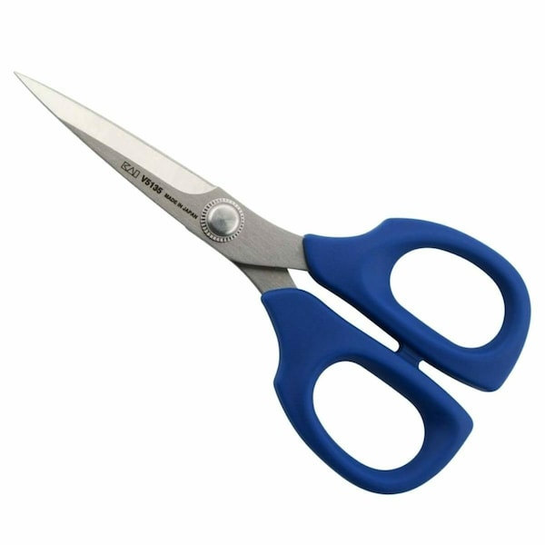 Kai V5135 5-1/2 Inch Blue Handle Embroidery & Sewing Scissors with Safety Cap