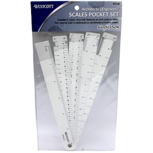 Westcott 6&quot; (15cm) Architects&#39; & Engineers&#39; Scales Pocket Ruler Set