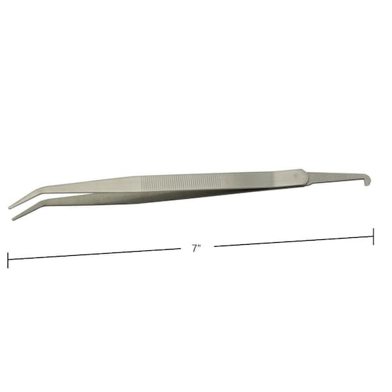 Stainless Steel Craft Tweezers - Thin Bent Tip - Jewellery Tweezers