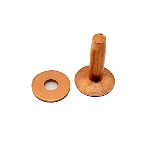 10 PCS Heavy Duty Solid Brass /copper Rivets and Burrs for Leather Work,  10mm 19mm Quality Copper Leather Stud Rivets Kit H33-MCSR 