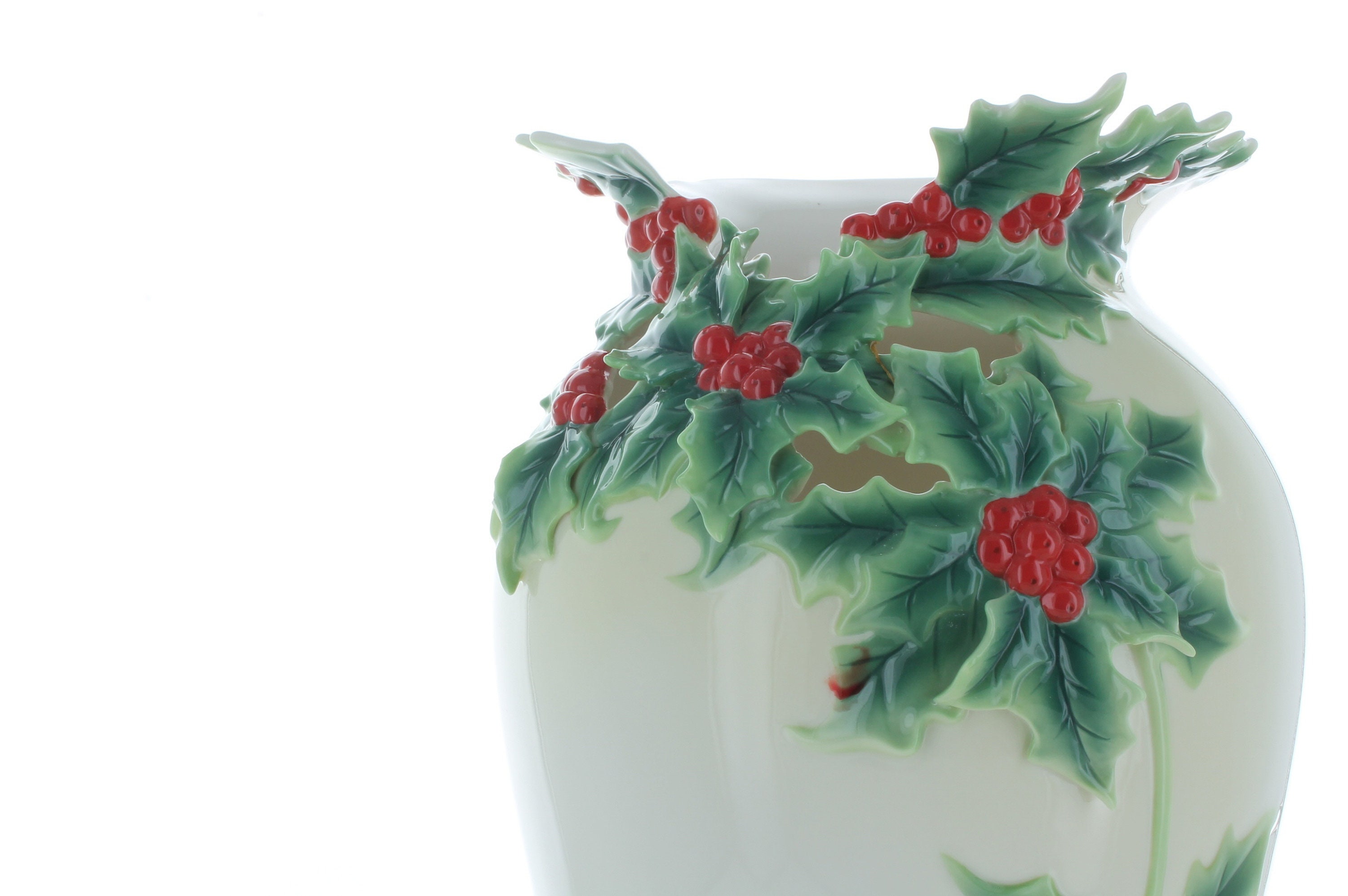 Franz Porcelain Stunning Large Holly Berry Vase. FZ00443 Etsy