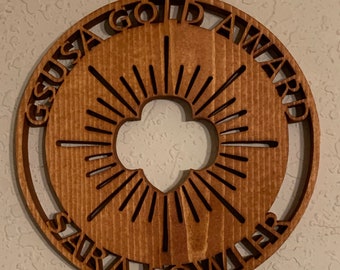 Girl Scouts Bronze, Silver or Gold Award scroll saw art