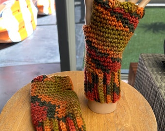 Handmade crochet multicoloured  Fingerless gloves arm warmer  mittens.