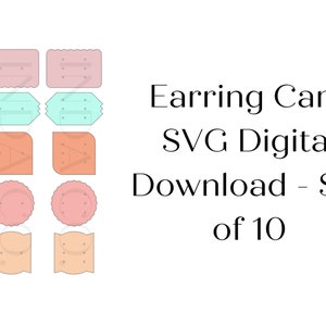 Earring Card DIGITAL DOWNLOAD svg - Set of 10 - 5 Different Shapes - Jewelry - Packaging - DIY - Maker - Cricut - Silhouette - Laser Cutter