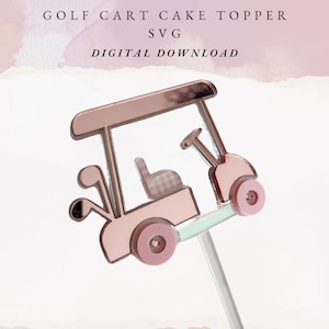 Topper na tort w kształcie wózka golfowego svg - Plik laserowy na tort urodzinowy Hole in One - Golf - Projekt baby shower z motywem golfa - Cricut - sylwetka