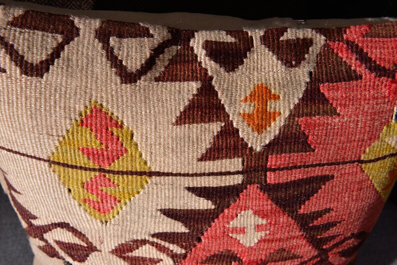 Kilim Pillow Cover Kilim Pillow 16x16 Cushion Cover White,Burnt Orange Decor Pillow Cover Plum Turkish Kilim Pillow Decorative Pillow Red
