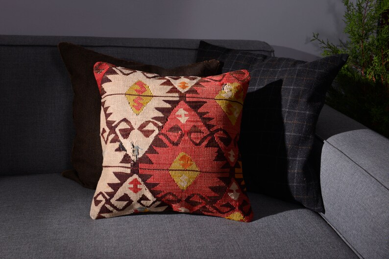 Kilim Pillow Cover Kilim Pillow 16x16 Cushion Cover White,Burnt Orange Decor Pillow Cover Plum Turkish Kilim Pillow Decorative Pillow Red