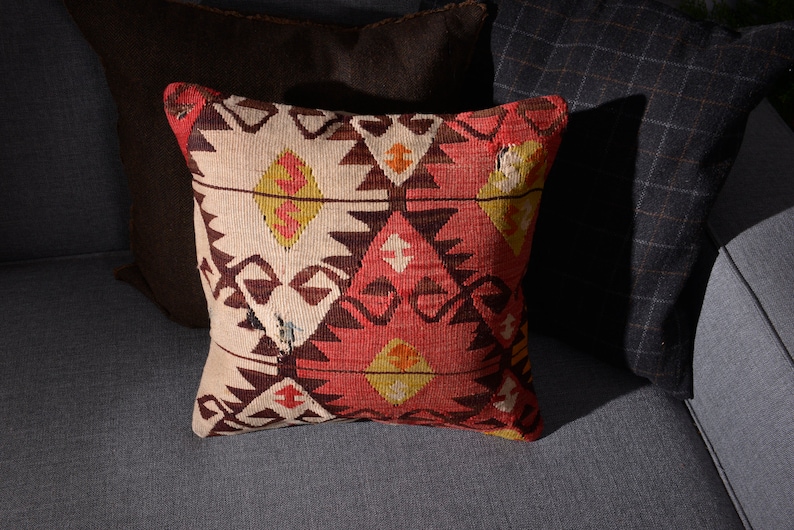 Kilim Pillow Cover Kilim Pillow 16x16 Cushion Cover White,Burnt Orange Decor Pillow Cover Plum Turkish Kilim Pillow Decorative Pillow Red