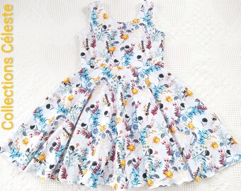 Wildflowers summer dress, white twirly dress for little girls