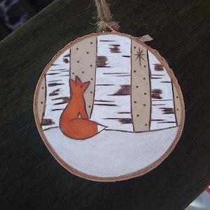 Fox with birch trees ornament