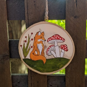 Fox with mushrooms ornament