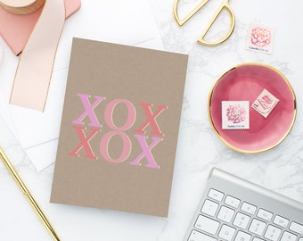 Kraft Valentine's Day Card, XOX Valentine's Day Card, Valentine's Day Gift Idea