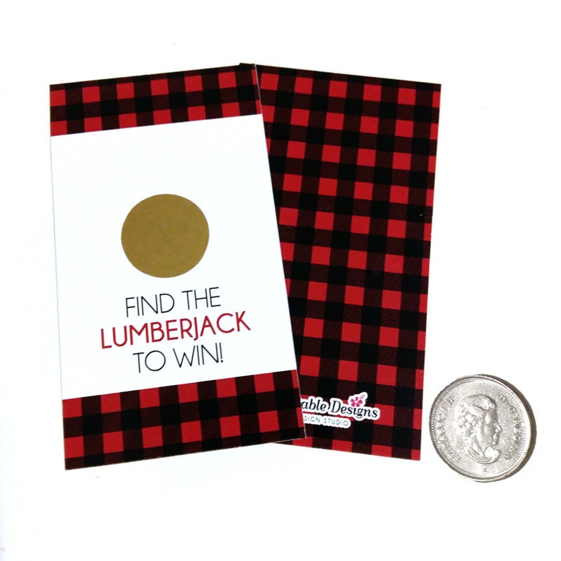 12 Lumberjack Scratch Off Cards, Plaid Party Games, Birthday Party Game, Baby Shower Game, Party Favours, Bridal Shower Games image 2