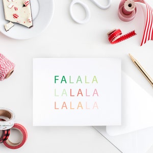 Carte de Noël Fa La La, parfaite pour les vœux de saison, cadeau de Noël idéal, vœux de vacances minimalistes, message de vacances unique