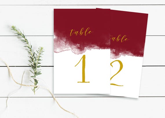 Burgundy Table Numbers Wedding Table Numbers Table Numbers