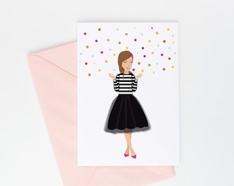 Confetti Foiled Birthday Card, Chic Birthday Card, Foiled Confetti Birthday Card, Birthday Girl Card, Occasion Card, Parisian, Gold Foil