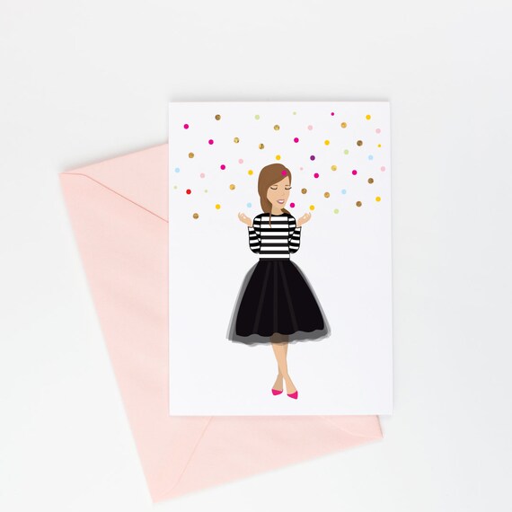 Confetti Foiled Birthday Card, Chic Birthday Card, Foiled Confetti Birthday Card, Birthday Girl Card, Occasion Card, Parisian, Gold Foil Il_570xn