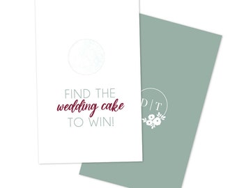 12 Find The Wedding Cake To Win Scratch Off Cards, Bridal Shower Games, Fall Wedding Games, Fall Wedding Favour