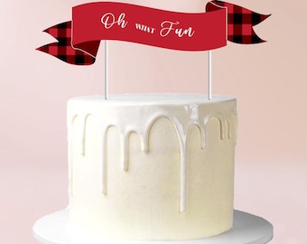 Oh What Fun Plaid Cake Topper Instant Download