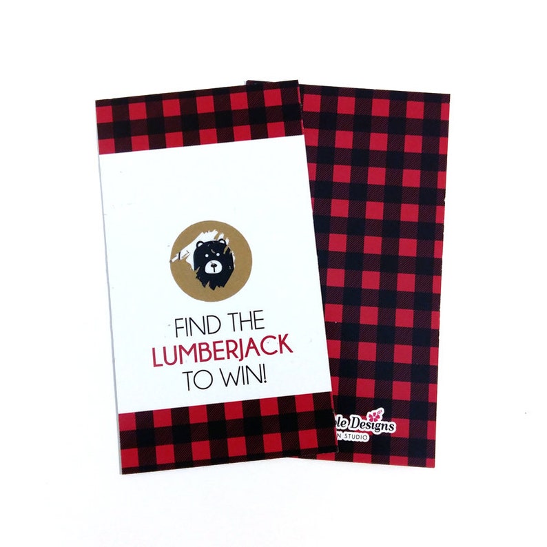 12 Lumberjack Scratch Off Cards, Plaid Party Games, Birthday Party Game, Baby Shower Game, Party Favours, Bridal Shower Games image 3