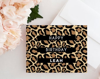Custom Leopard Birthday Card, Happy Birthday Card, Wild Birthday Card, Animal Print Birthday Card