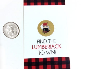 12 Lumberjack Scratch Off Cards, Plaid Party Games, Birthday Party Game, Baby Shower Game,  Party Favours, Bridal Shower Games