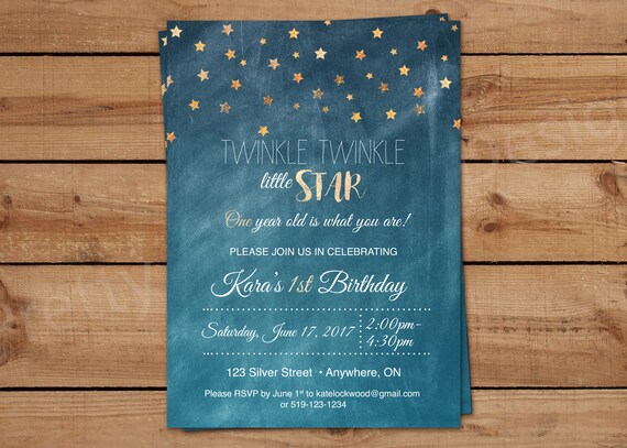 Twinkle Twinkle Little Star First Birthday Invitations, Gold Stars Birthday Invitations, First Birthday Invitations, Baby Invitations Il_570xn
