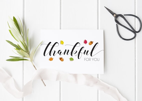 Thankful For You Card, Thanksgiving Card, Autumn Card, Happy Thanksgiving Card, Thanksgiving Card For Him Thanksgiving Card For Her Il_570xn