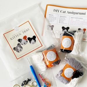Kitty Cat Crochet Kit learn to Crochet Kit Cute Animal DIY crochet kit lear to crochet for beginners Gift Ideas Cat lover gift