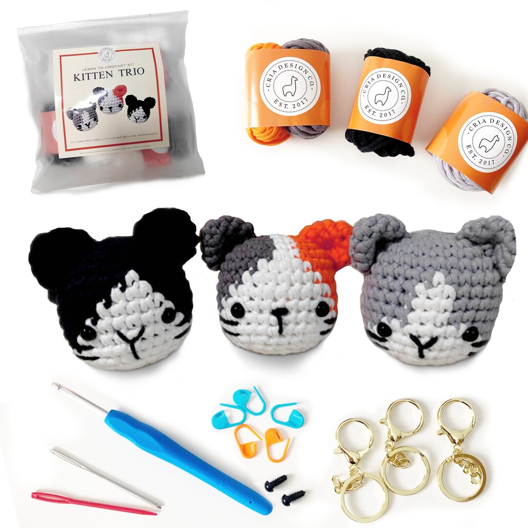 Kitty Cat Crochet Kit Learn to Crochet Kit Cute Animal DIY Crochet Kit