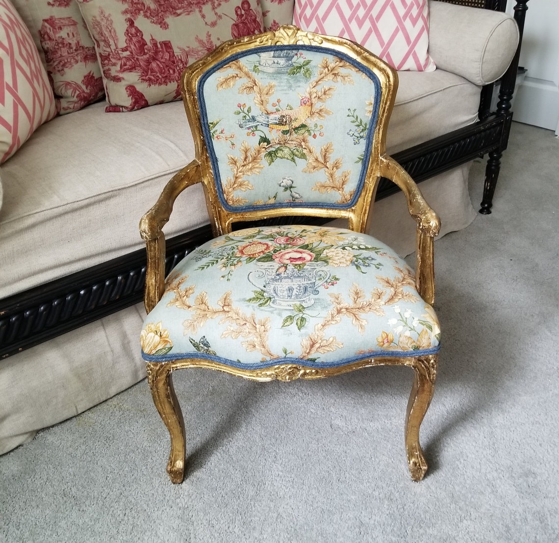 Antique French Gilded Chair With Custom High End Upholstery. - Etsy