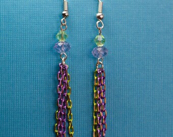 Lime and Grape Colour Tassel Earrings