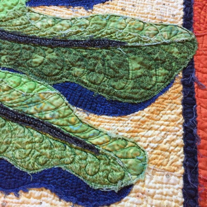 Large Green Leaf Art quilt/ Small Wallhanging Etsy