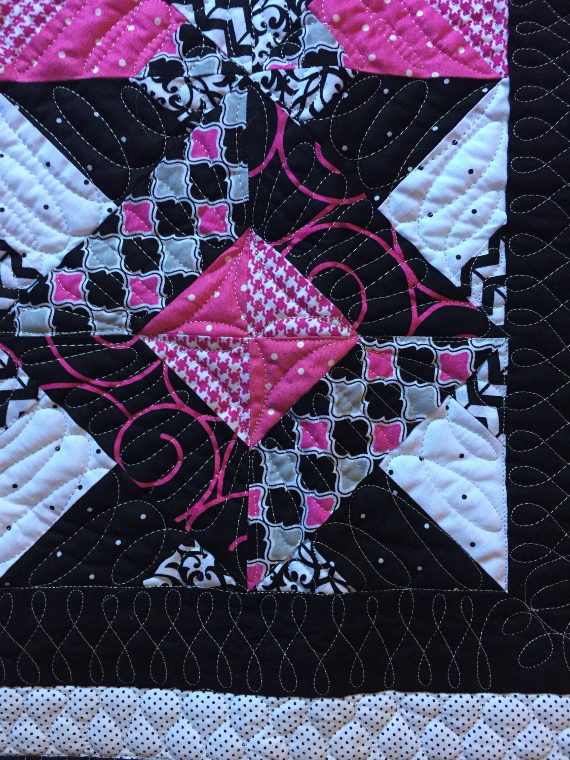 Pink, Black and White Lap Quilt - Etsy