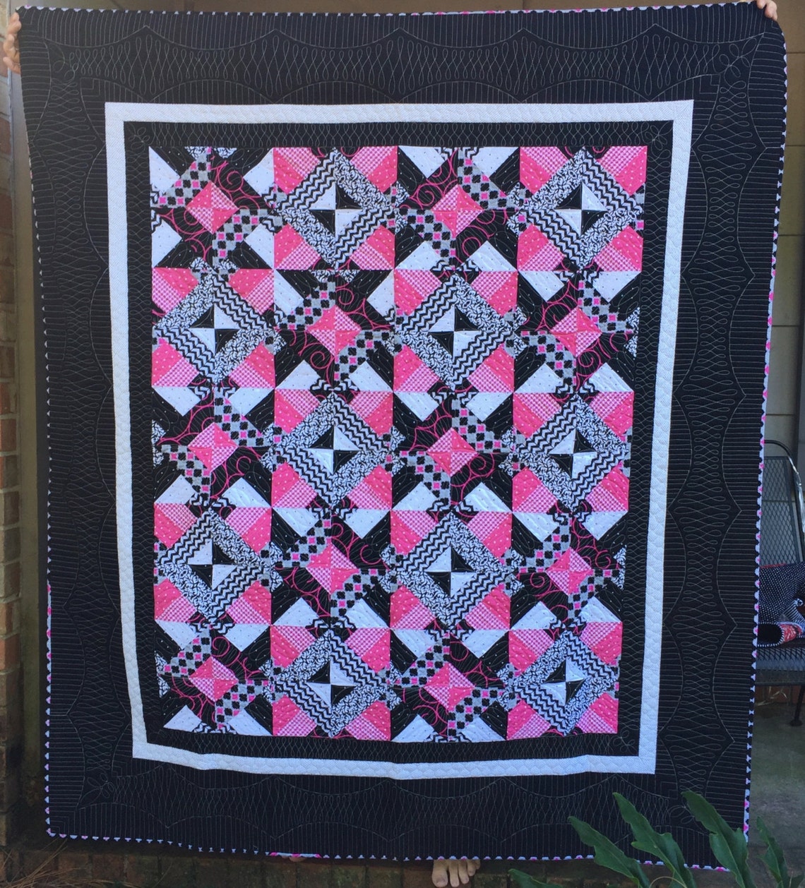 Pink, Black and White Lap Quilt - Etsy