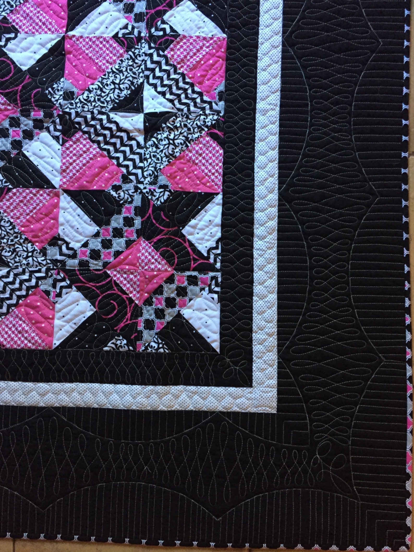 Pink, Black and White Lap Quilt - Etsy