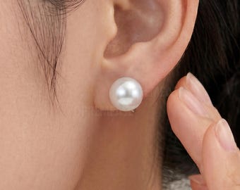 10mm White Pearl Clip On Earrings - Flash Water Pearl Clip On Earrings - Dainty Minimalist Earrings - Bridesmaid Gifts