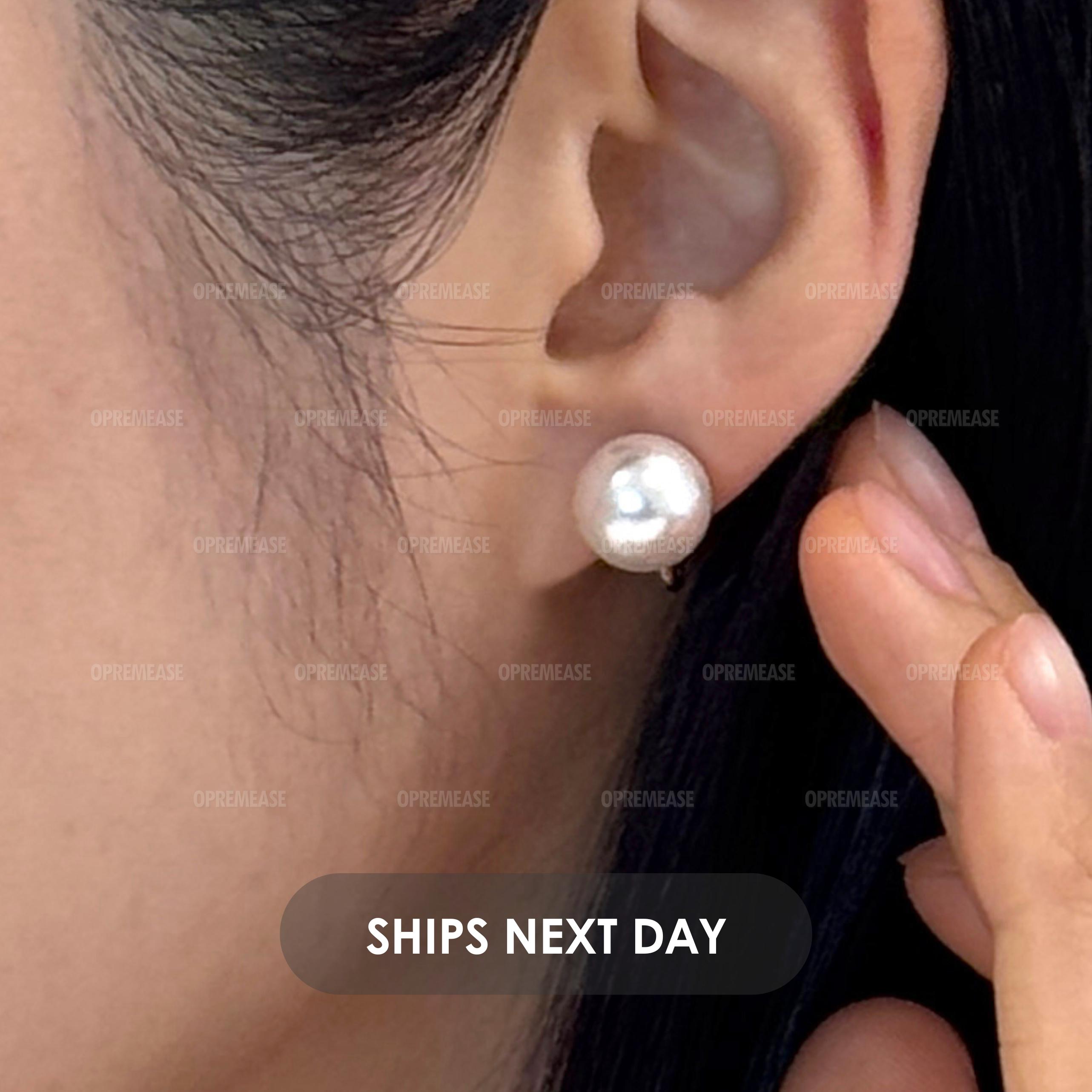 10mm Round Pearl Clip On Earrings (Pair) - Round White Pearl Clip On Studs - Dainty Pearl Earrings - Minimalist Earrings - Gift For Her