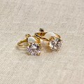 CZ Clip On Earrings - Round 4-Prong CZ Clip On Earrings - Minimalist Stud Earrings - Bridesmaid Gifts