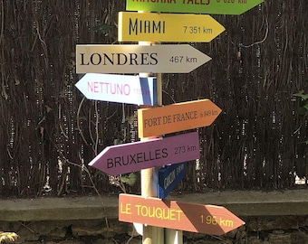 Pancarte directionnelle personnalisée en bois – Fait main – Idée cadeau artisanal – Décoration mariage, jardin