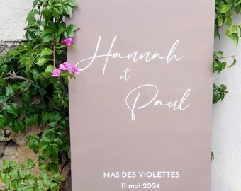 Pancarte 'bienvenue au mariage' en bois peint Panneau de mariage , baptême ou anniversaire -personalizable