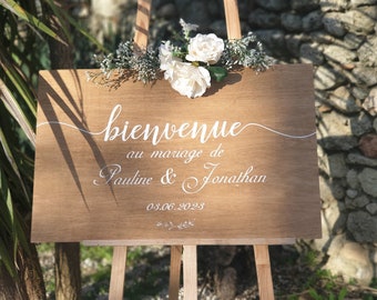 Pancarte en bois peint. Bienvenue au mariage personnalisable