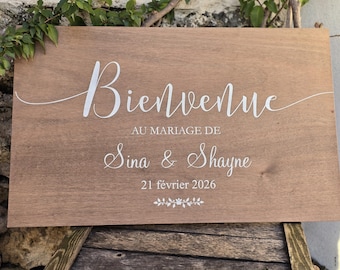 Panneau de bienvenue en bois peint à la main. Pancarte personnalisable pour mariage bohème, champêtre, naturaleza