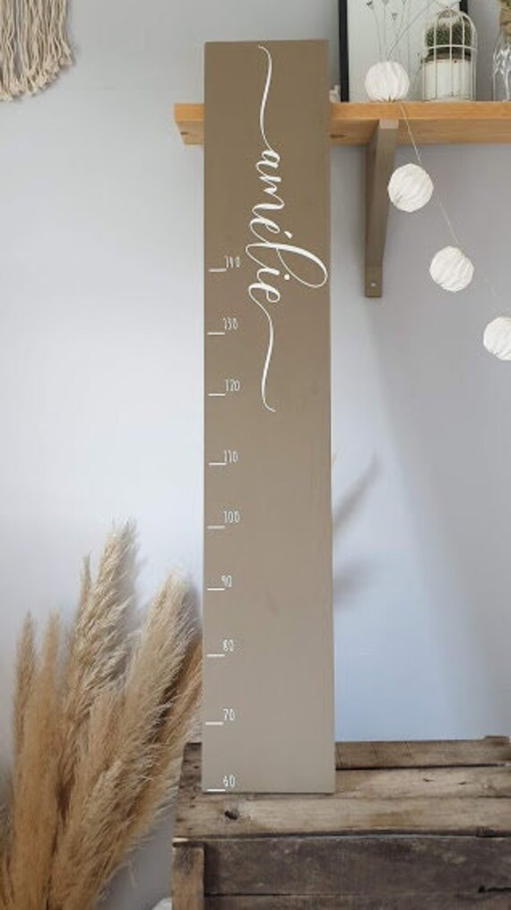 Toise Personnalisée. Cadeau de Naissance, Baptême en Bois Pour Cadeau Durable