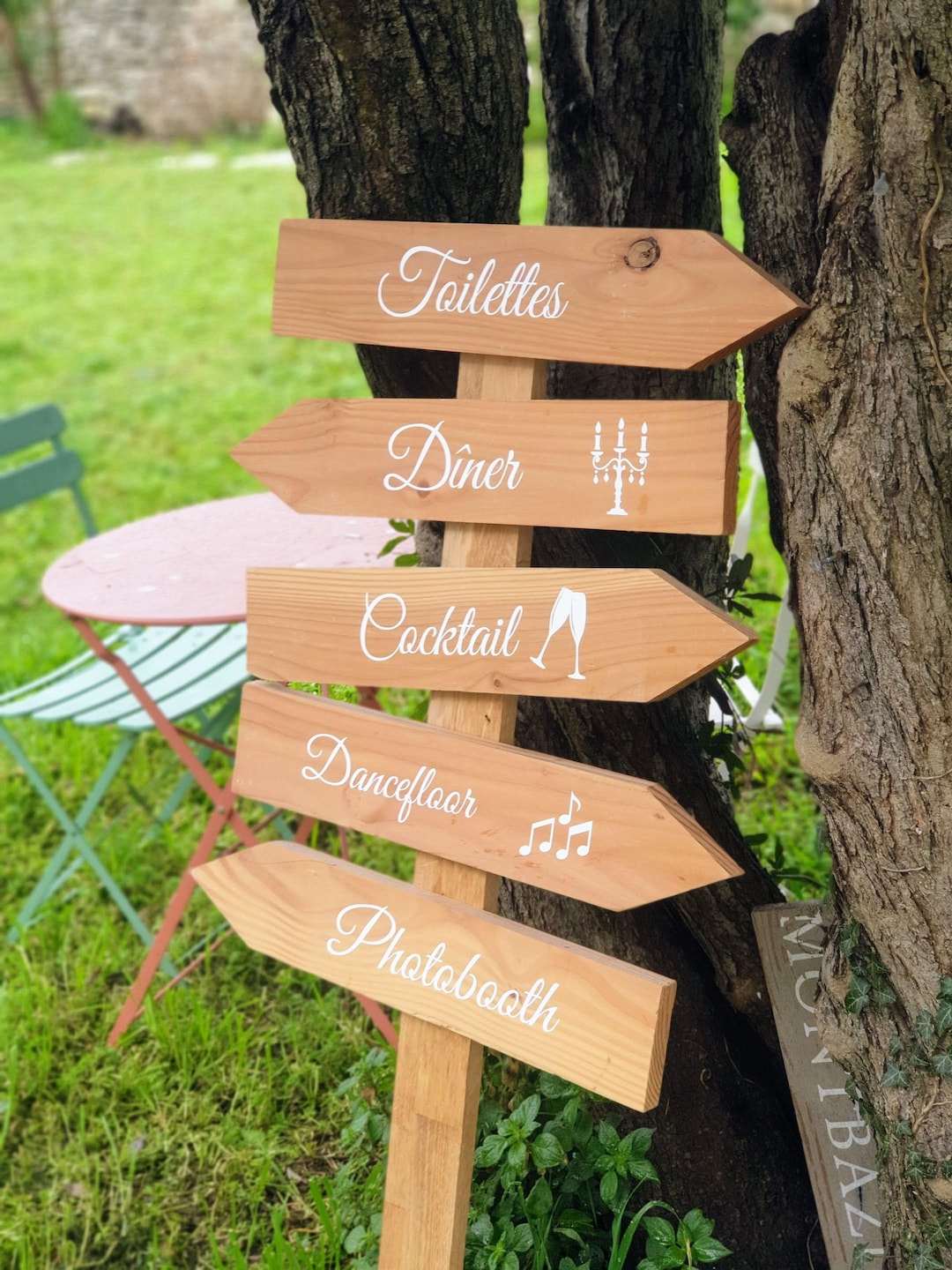 Lot De 7 Flèches Directionnelles Mariage En Bois - Panneaux Signalétiques Bienvenue, Cérémonie, Dancefloor