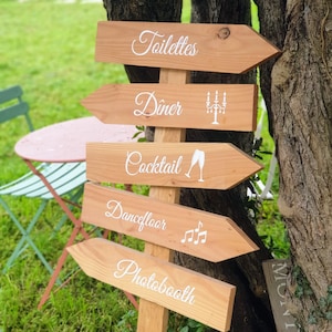 Flechas direcionadas em madeira para casamento, cerimônia ou aniversário, espírito natural e champêtre.  Flèches déco personalizáveis
